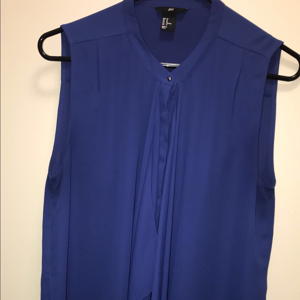 Cobalt blue no sleeve dress shirt